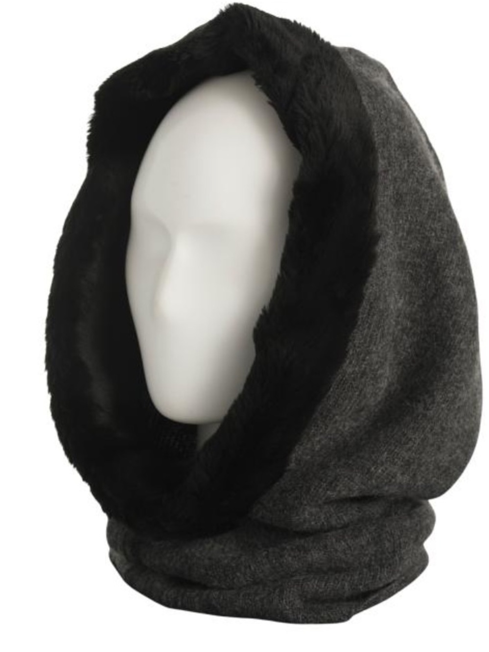 PORTOLANO cashmere hood with faux fur trim